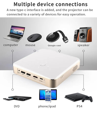 Mini S350 1080P Full HD DLP 4K Proyectores de cine 3D para el hogar WIFI Android 9 Batería incorporada