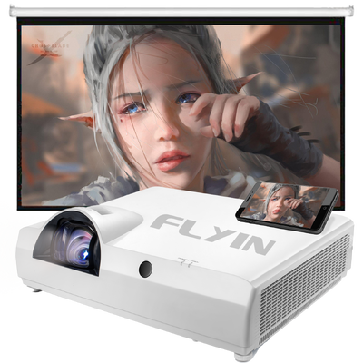 Flyin-C90SW+ Proyector láser de corto alcance WXGA 3LCD de 4200 lúmenes Android incorporado 5000000:1 Contraste para negocios educativos